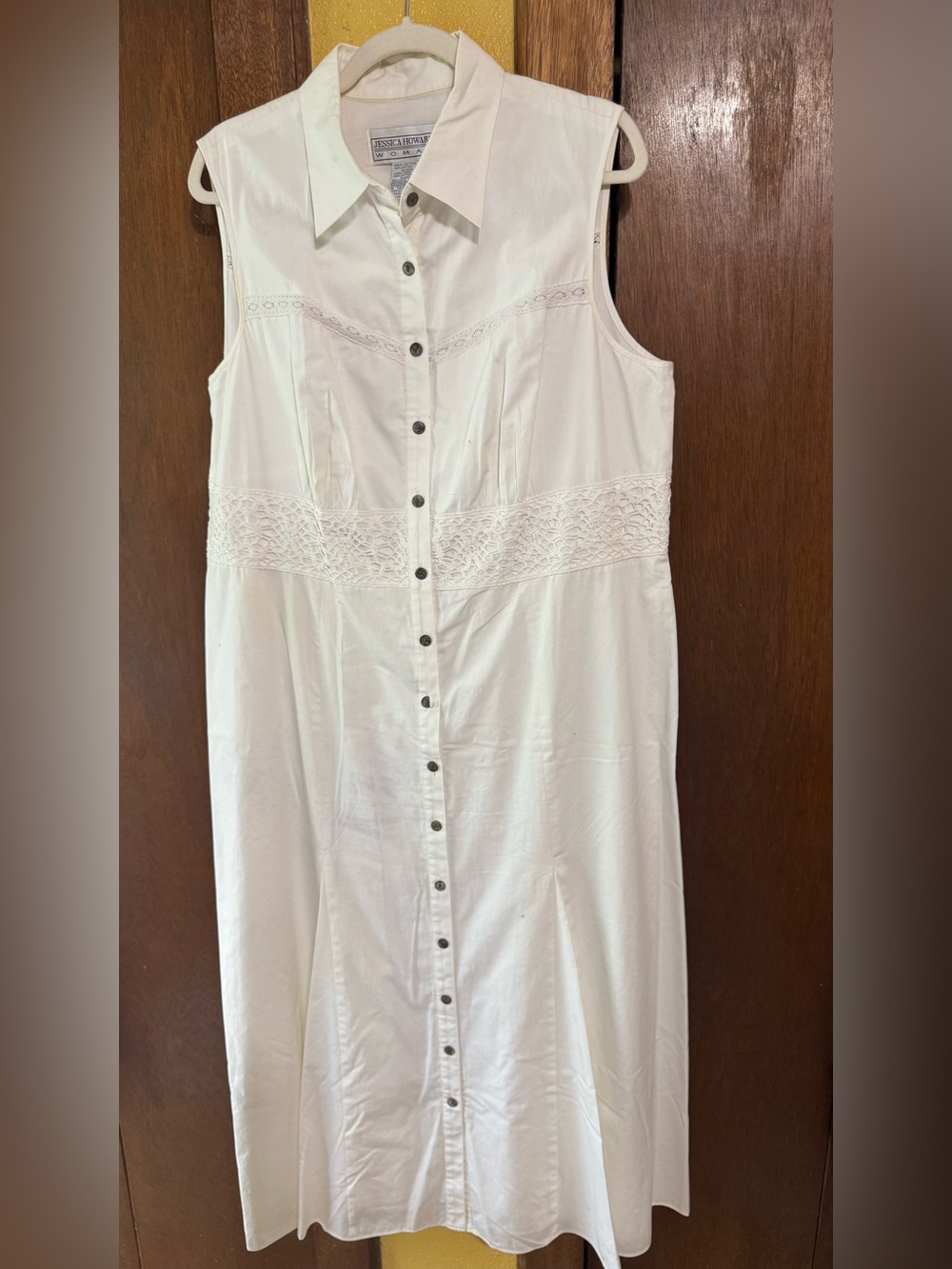 Jessica Howard White 100% Cotton Button-Front Dress